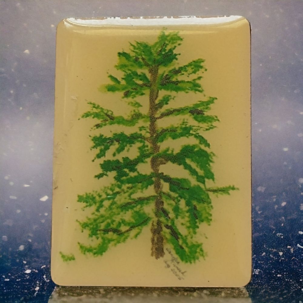 Artist Handpainted Pine Tree Pin Tie Tack Lapel Pin Brooch Fir Enameled 2005